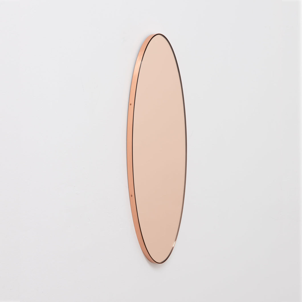 Ovalis™ Oval shaped Rose Gold Contemporary Mirror with a Copper Frame