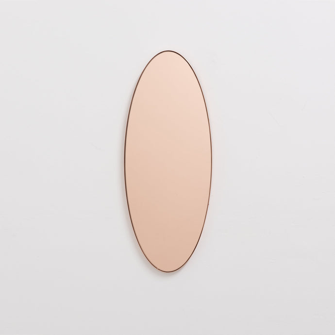 In Stock - Ovalis Oval shaped Rose Gold Modern Mirror with a Copper Frame