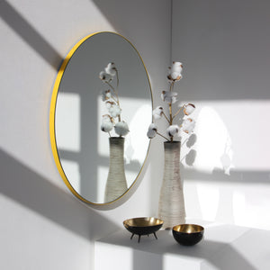 Orbis™ Round Handcrafted Modern Mirror with Yellow Frame, Customisable