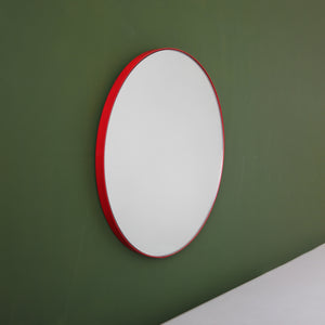 Orbis™ Round Modern Mirror with Lively Red Frame