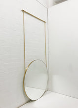 Orbis™ Suspended Round Mirror with Brushed Brass Frame and Two Rods
