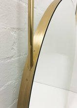 Orbis™ Suspended Round Mirror with Brushed Brass Frame and Two Arms