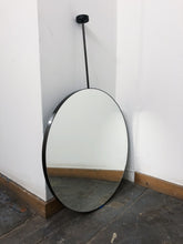 Orbis™ Suspended Round Mirror with Contemporary Blackened Stainless Steel Frame