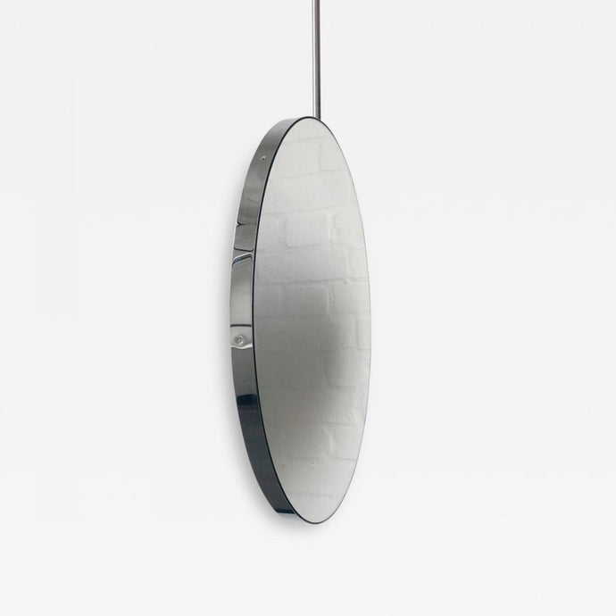 Orbis™ Ceiling Suspended Round Handcrafted Modern Mirror with Stainless Steel Frame