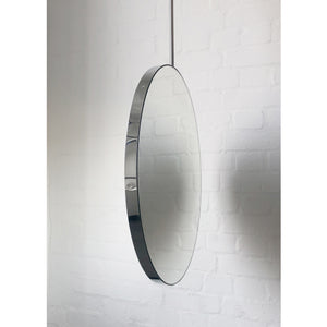 Orbis™ Suspended Round Handcrafted Modern Mirror with Stainless Steel Frame