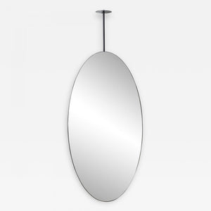 Ovalis™ Ceiling Suspended Mirror with a Modern Matte Black Frame - Customisable