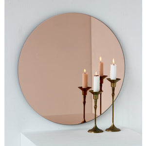 Orbis™ Rose gold Tinted Minimalist Contemporary Round Frameless Mirror