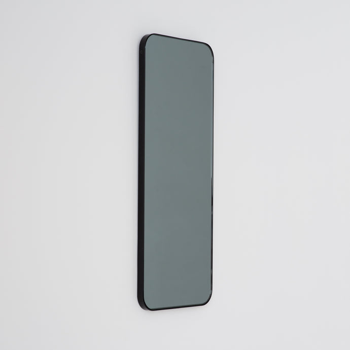 Quadris™ Rectangular Black Tinted Contemporary Mirror with a Black Frame