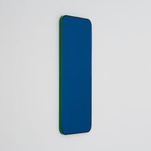 Quadris™ Rectangular Blue Tinted Modern Mirror with a Green Frame