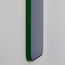 Quadris™ Rectangular Blue Tinted Modern Mirror with a Green Frame