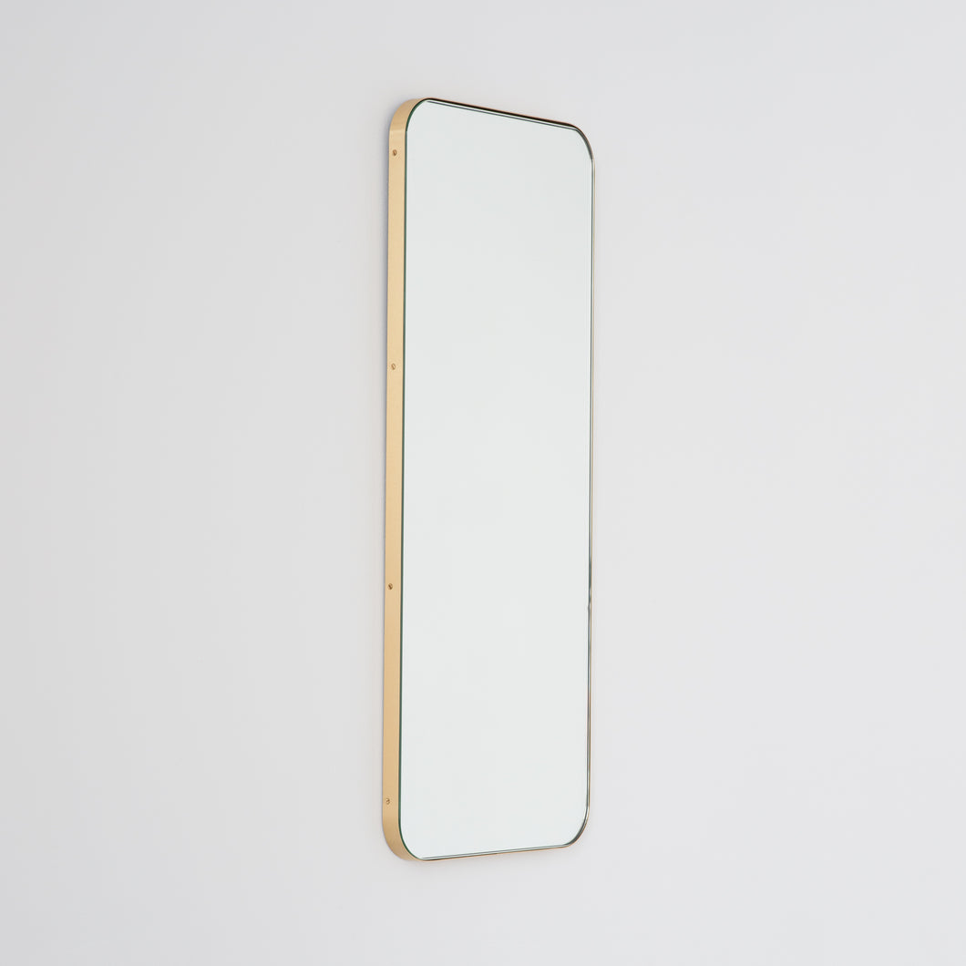 Quadris™ Rectangular Contemporary Mirror with a Brass Frame, Customisable