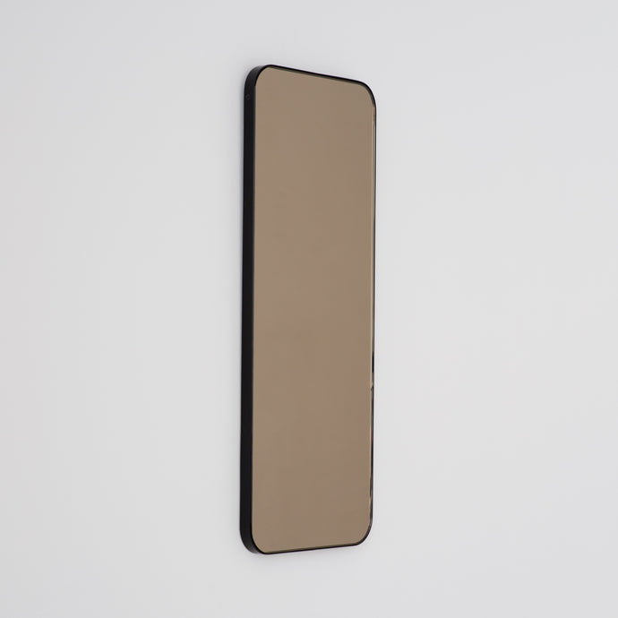 Quadris™ Rectangular Bronze Tinted Minimalist Mirror with a Black Frame