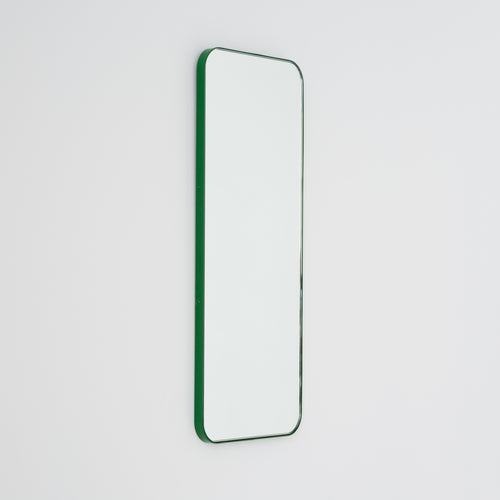 Quadris™ Rectangular Modern Customisable Mirror with a Green Frame