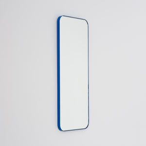 Quadris™ Rectangular Modern Mirror with a Blue Frame