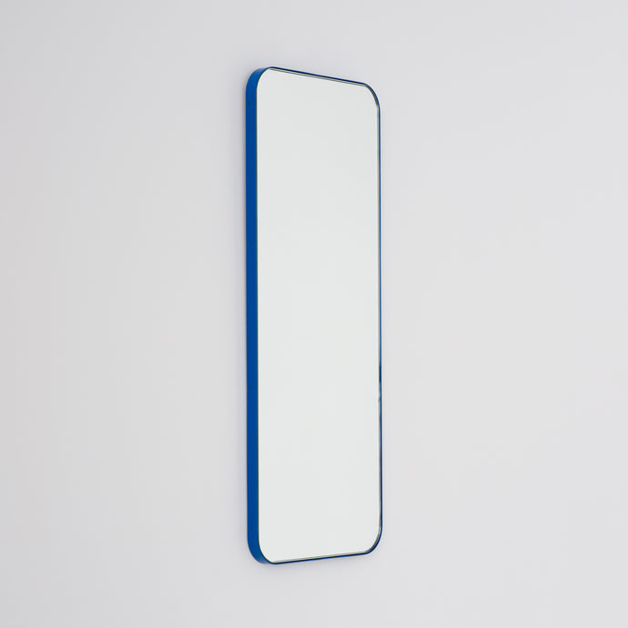 Quadris™ Rectangular Modern Mirror with a Blue Frame