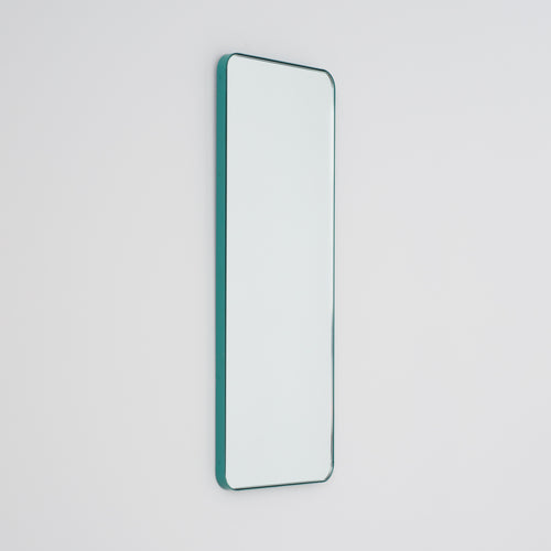 Quadris™ Rectangular Modern Mirror with Mint Turquoise Frame