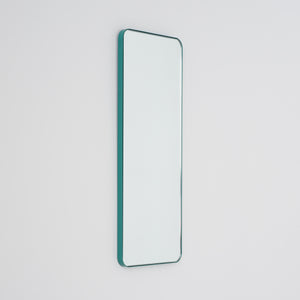 Quadris™ Rectangular Modern Mirror with Mint Turquoise Frame