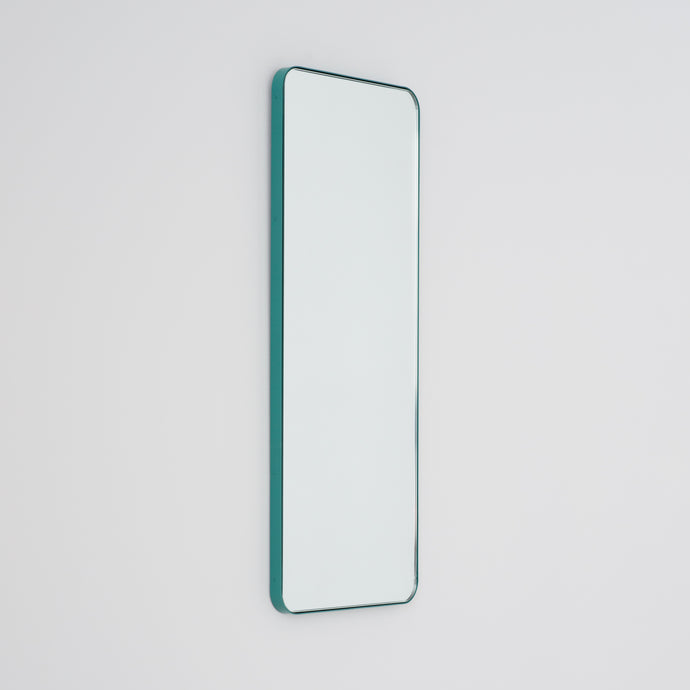 Quadris™ Rectangular Modern Mirror with Mint Turquoise Frame