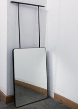 Quadris™ Suspended Rectangular Mirror with Blackened Stainless Steel Frame and Two Rods - Customisable