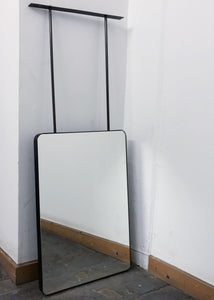 Bespoke Quadris Suspended Rectangular Mirror with Blackened Stainless Steel Frame and Two Rods (812 x 609 x 30)
