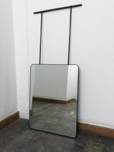 Quadris™ Suspended Rectangular Mirror with Blackened Stainless Steel Frame and Two Rods - Customisable