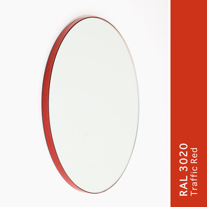 Orbis™ Round Modern Mirror with Lively Red Frame