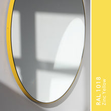 Orbis™ Ceiling Hanging Suspended Round Mirror with a Modern Yellow Frame