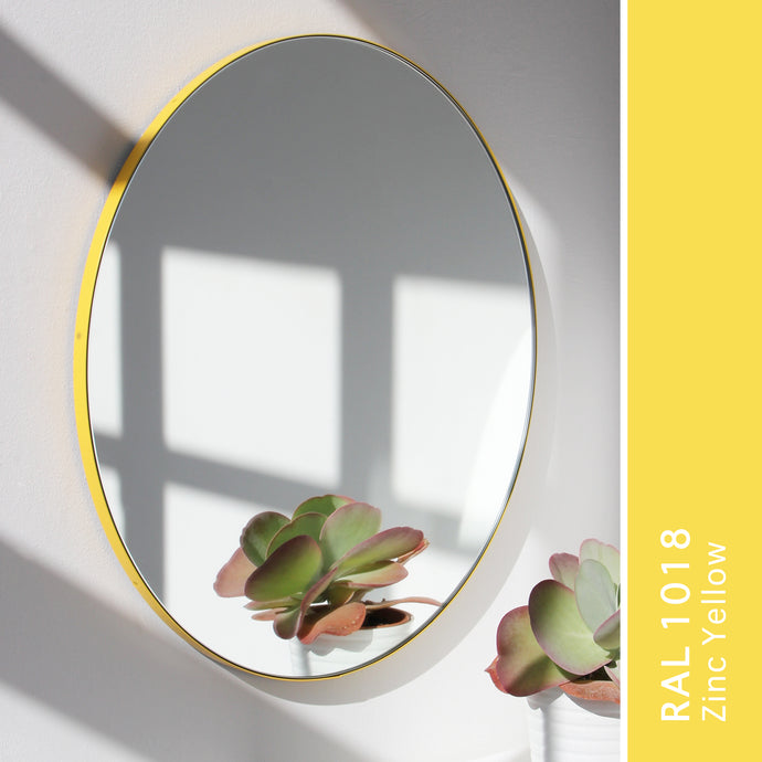 Orbis™ Round Handcrafted Modern Mirror with Yellow Frame, Customisable