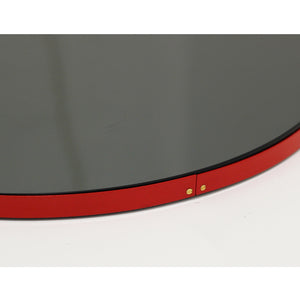 Orbis™ Round Black Tinted Contemporary Mirror with Red Frame