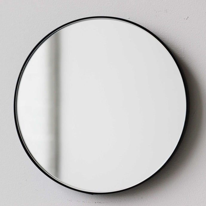 Orbis™ Round Art Deco Customisable Mirror with a Black Frame