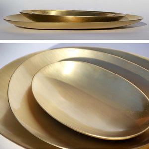 Set of 3 Handmade Brushed Brass Decorative Plates, Vide-Poche