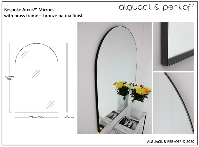 Bespoke Arcus™ Mirror with Brass Frame - Bronze Patina Finish
