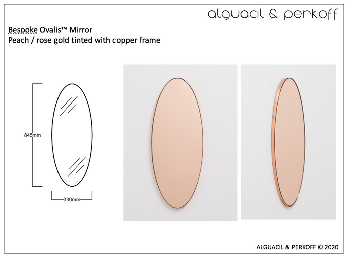 Bespoke Ovalis™ Mirror Peach / Rose Gold Tinted with Copper Frame