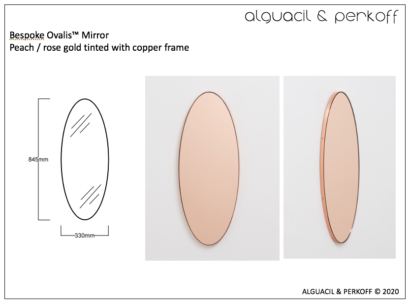 Bespoke Ovalis™ Mirror Peach / Rose Gold Tinted with Copper Frame