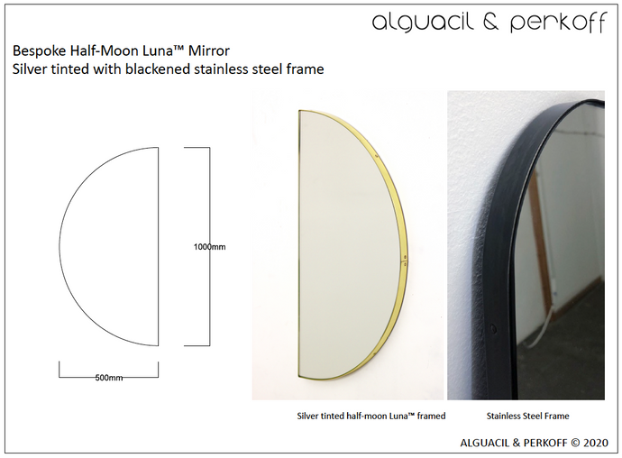 Bespoke Luna™ Mirror Silver and Black Tinted with Blackened Stainless Steel Frame