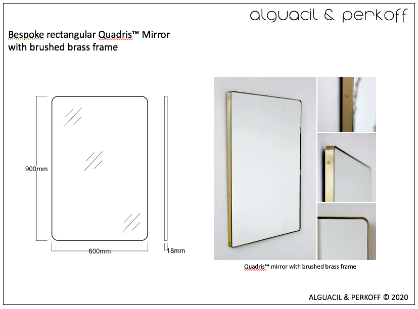 Set of Two Bespoke Quadris™ Mirror with Brushed Brass Frame (SG)