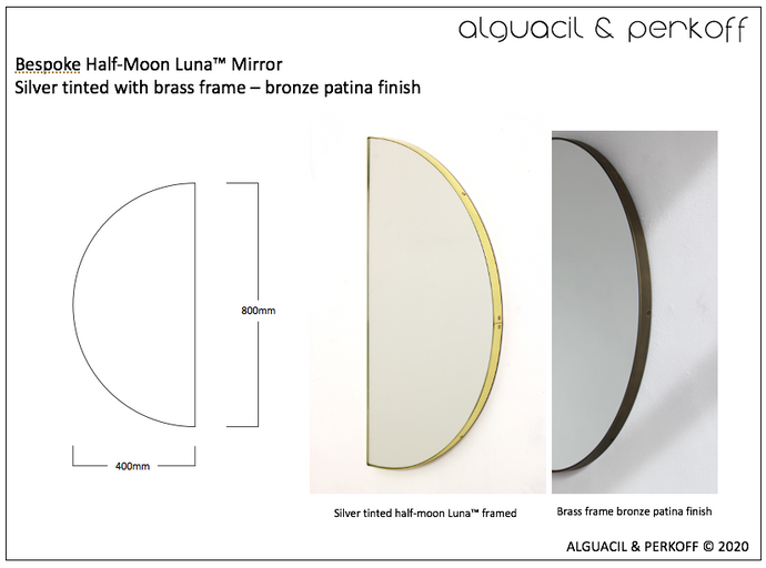 Bespoke Luna™ Mirror with Brass Frame Bronze Patina Finish