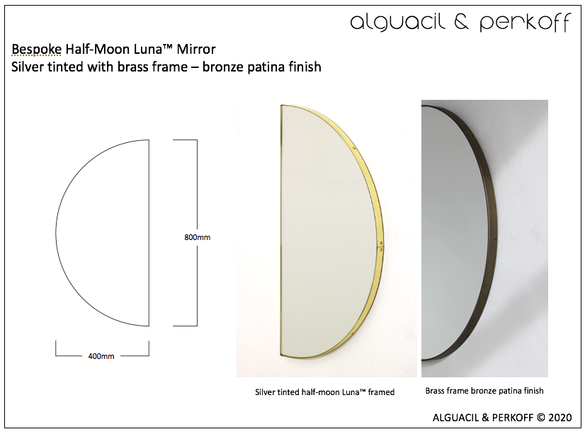 Bespoke Luna™ Mirror with Brass Frame Bronze Patina Finish