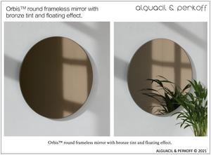 Bespoke Organic™ shaped frameless mirror in bronze tint with a floating effect