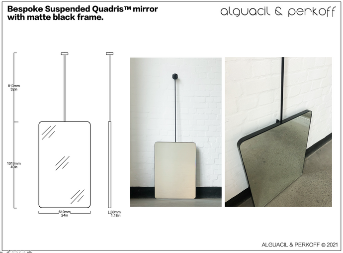 Bespoke Suspended Quadris™ Mirror with Matte Black Frame