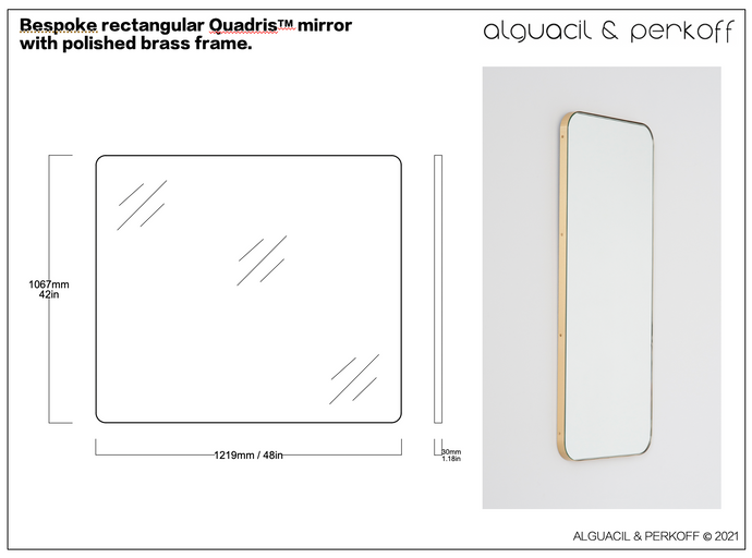 Set of Two Bespoke Quadris™ Mirror with Polished Brass Frame