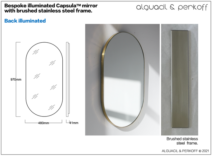 Bespoke Capsula™ Mirror with Brushed SS Frame Back Illuminated