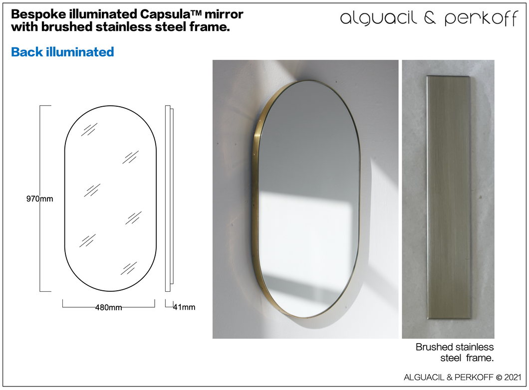 Bespoke Capsula™ Mirror with Brushed SS Frame Back Illuminated