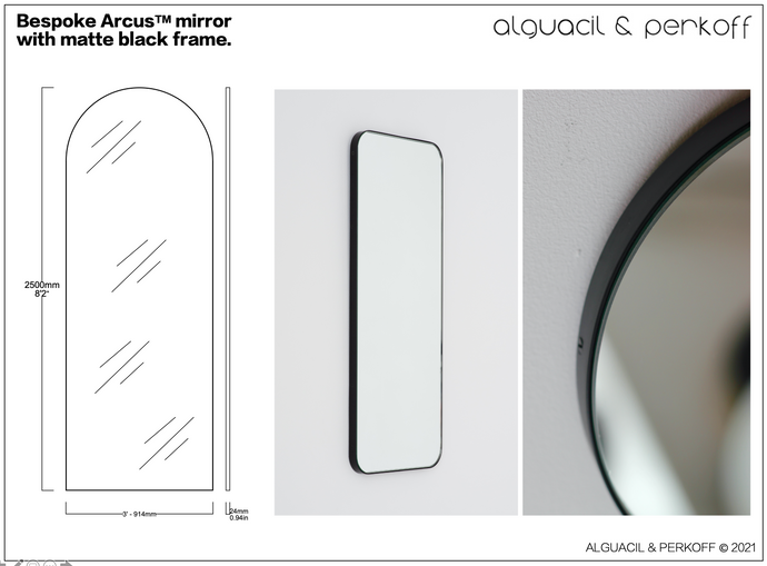 Bespoke Arcus™ Mirror with Matte Black Frame - 2500x914x24mm - Mirror 2
