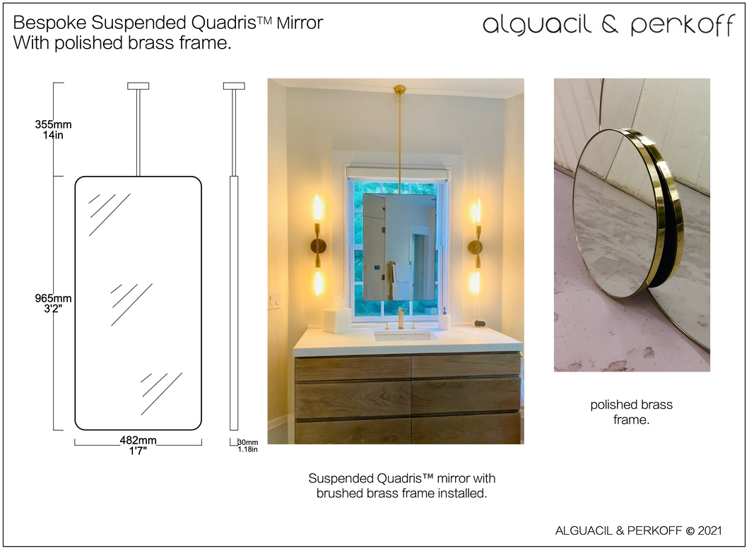 Bespoke Suspended Quadris™ Mirror With Polished Frame - 3'2