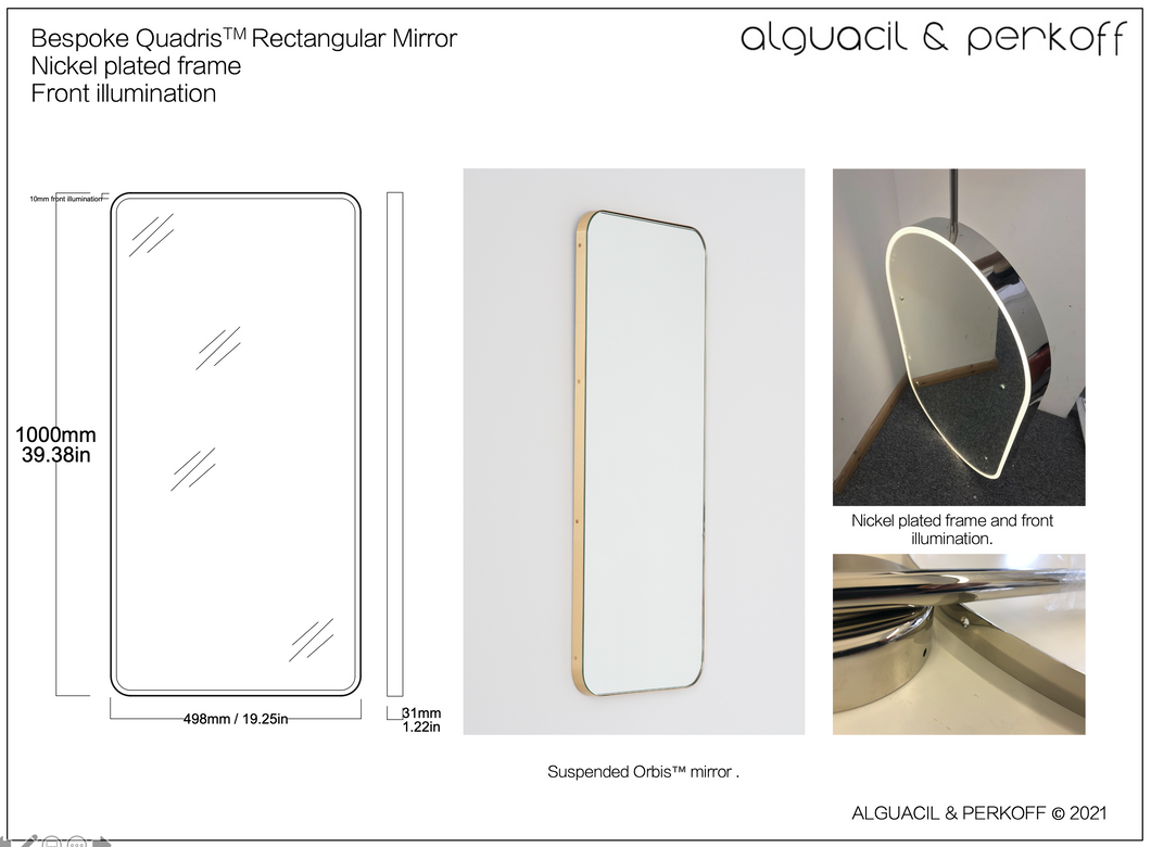 Bespoke Quadris™ Mirror with front illumination and Nickel Plated Frame