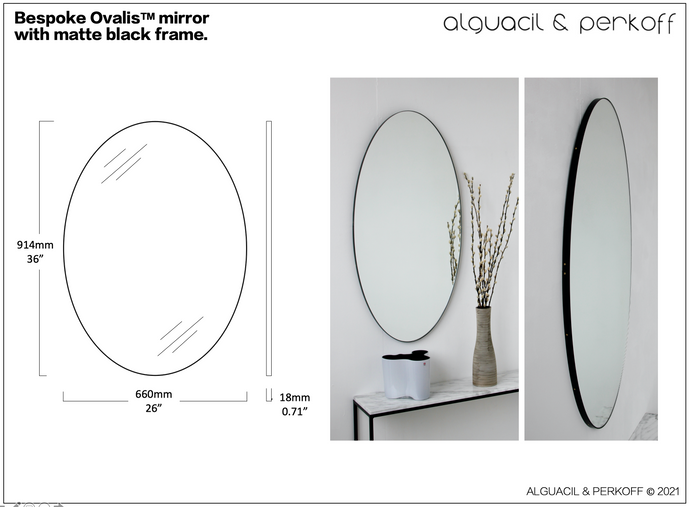 Bespoke Ovalis™ Mirror with Matte Black Frame 36x26
