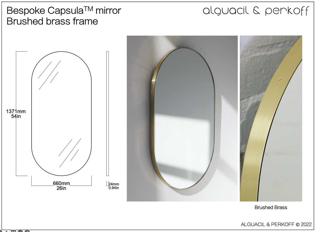 Bespoke Capsula™ Mirror Brushed Brass Frame 26x54