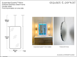 Bespoke Suspended Quadris™ Mirror Polished SS Frame Double Sided Front Illumination on one side