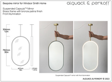 Bespoke Suspended Capsula™ Mirror Brass Frame With Bronze Patina Front Illumination 18x30"